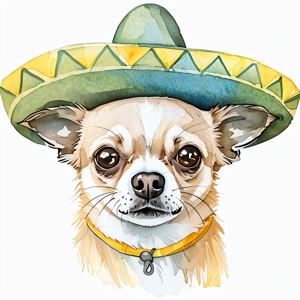 Cheerful Chihuahua Dog in Sombrero Watercolor Illustration Mug