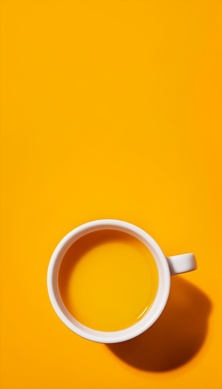 Minimalist White Ceramic Cup with Golden Liquid Photograph Social Media Post