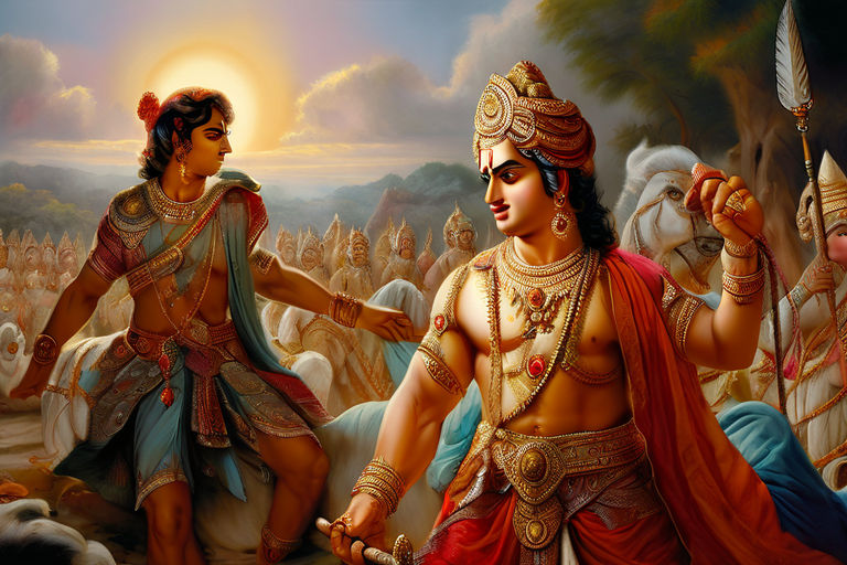 Krishna imparting the wisdom of the Bhagavad Gita to Arjun o... by ...