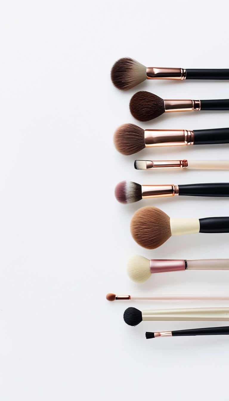 Minimalist Makeup Brushes Product Photography Mobile Wallpaper