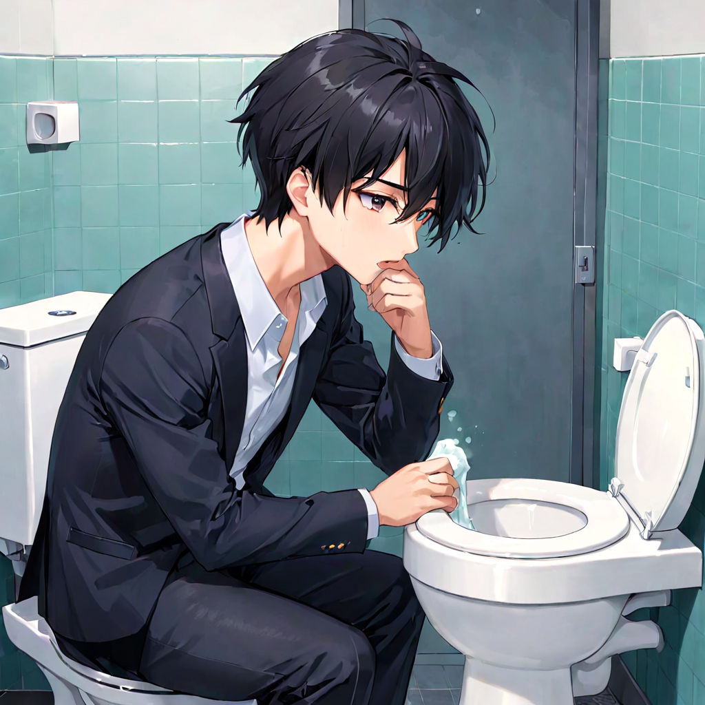 japanese public bathroom in anime artstyle.