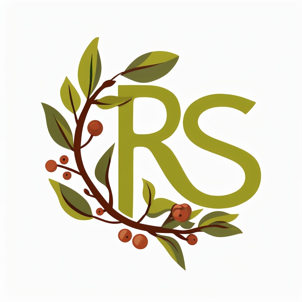 Nature-Inspired RS Monogram Design with Organic Elements Sticker