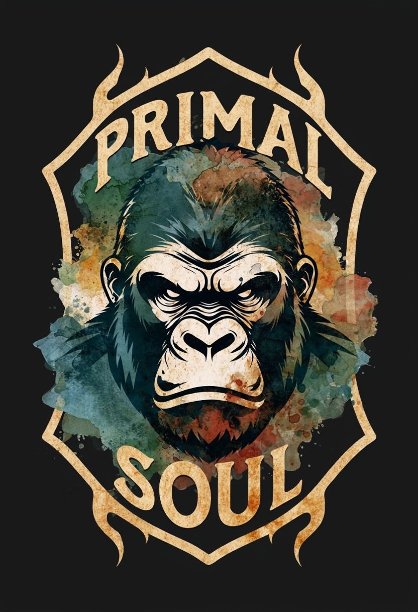 Primal Soul Expressive Gorilla Graphic T-Shirt