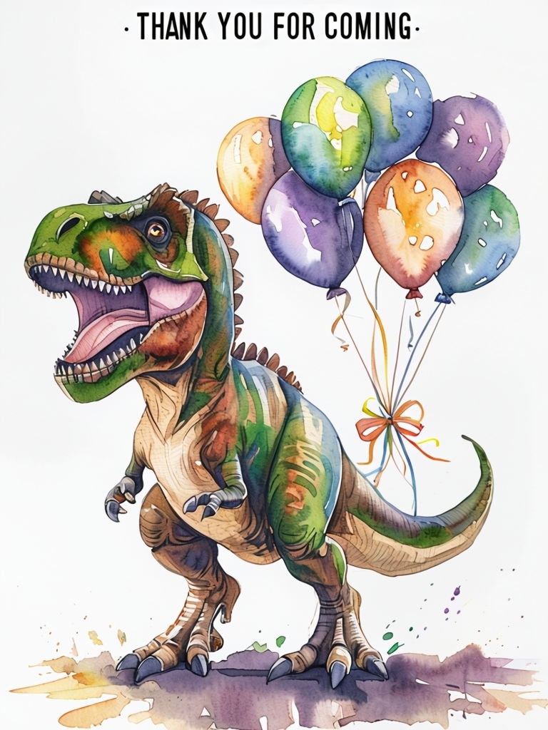 Cheerful T-Rex Thank You for Coming Watercolor Event Sign