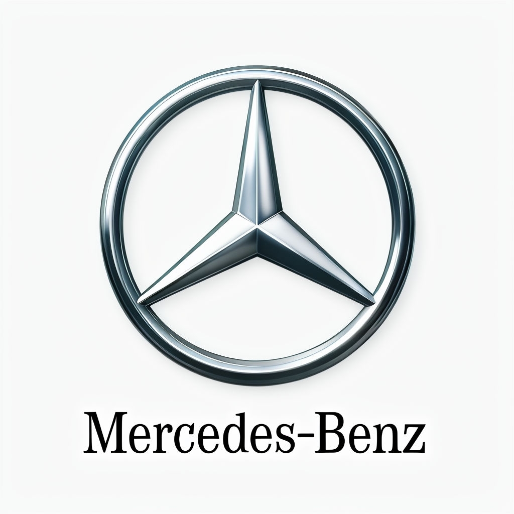 Sleek Mercedes-Benz Logo on White Background Art