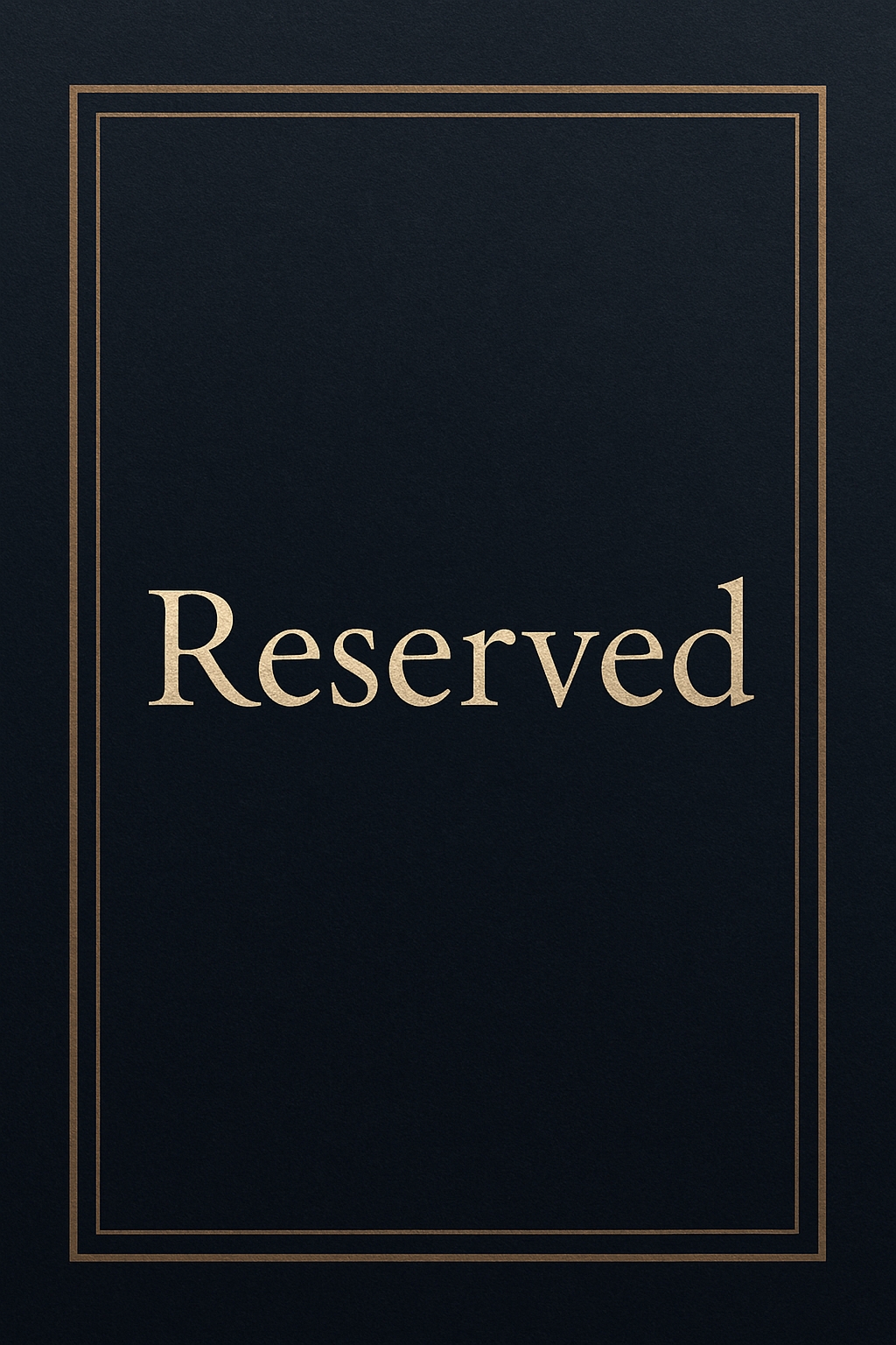 Elegant Gold 'Reserved' Sign on Dark Navy Background for Event Signs