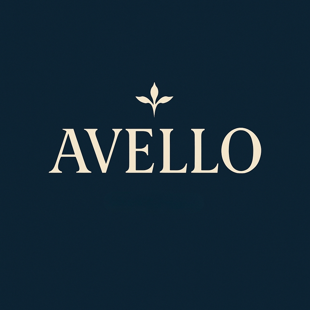 Elegant Minimalist Avello Logo with Ivory Serif Font