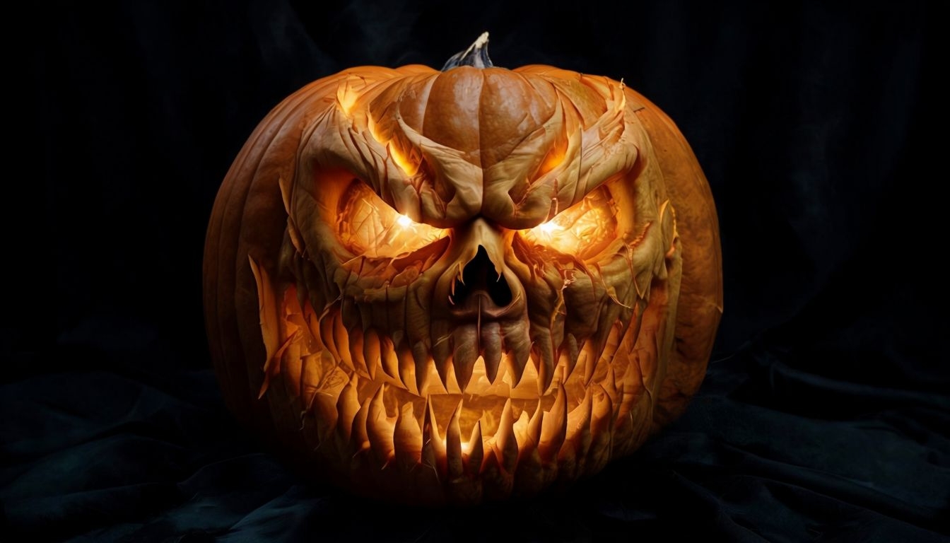 Eerie Jack-o'-Lantern Halloween Virtual Background Design