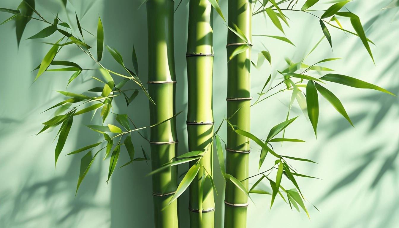 Serene Bamboo Stalks Against Mint Green Background Image for Virtual Backgrounds