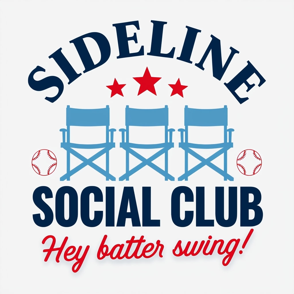 Sports-Themed Sideline Logo with Baseball Elements Sign