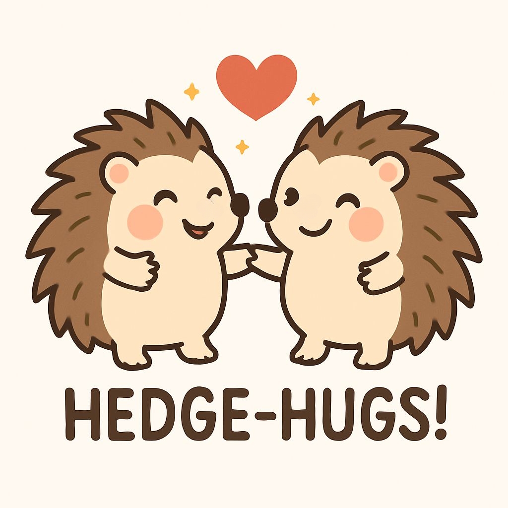 Adorable Hedgehog Hedge-Hugs Cartoon Illustration Sticker