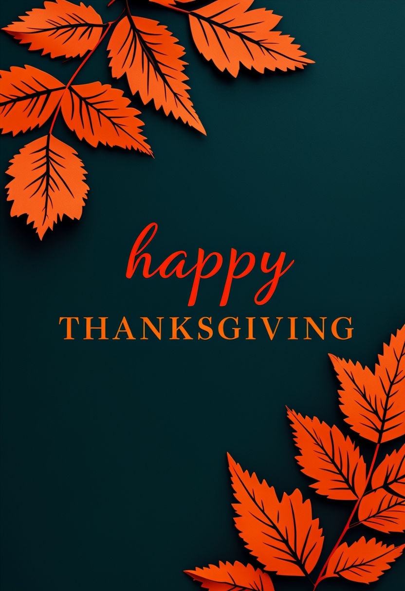 Elegant Thanksgiving Wishes Card with Festive Leaf Accents