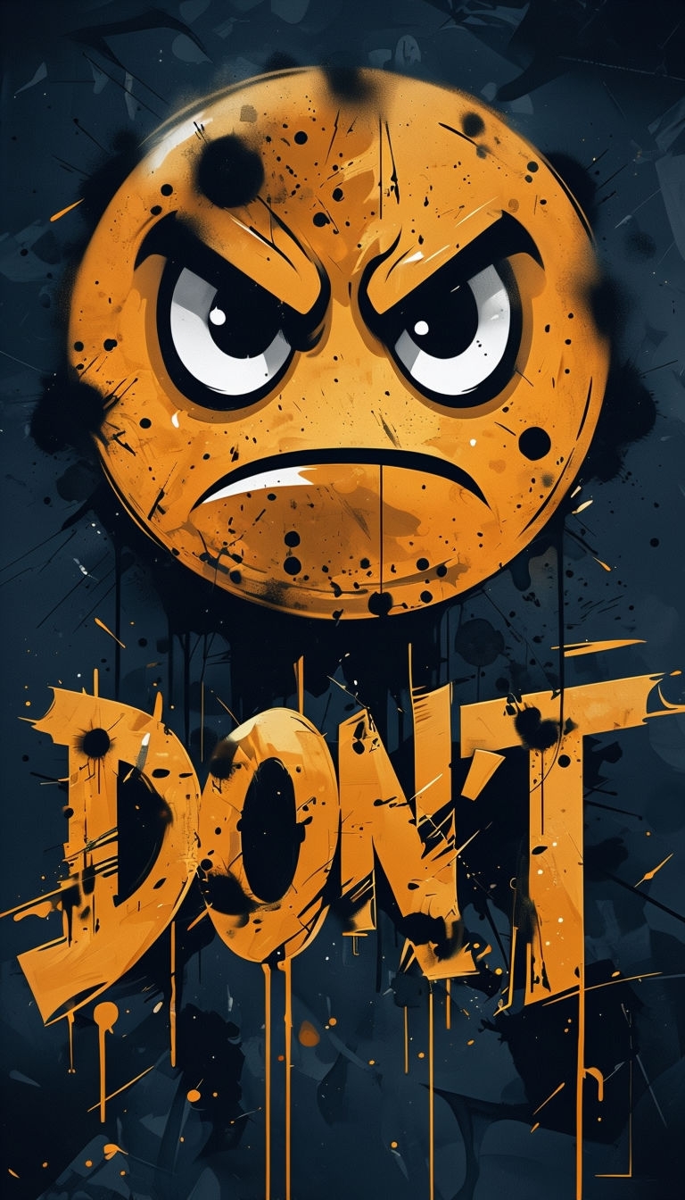 Intense Angry Smiley Face Graffiti Art with Bold Typography Poster