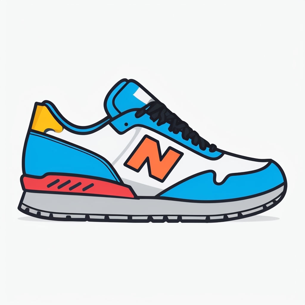 Vibrant Sneaker Icon Illustration with Bold Color Accents Sticker