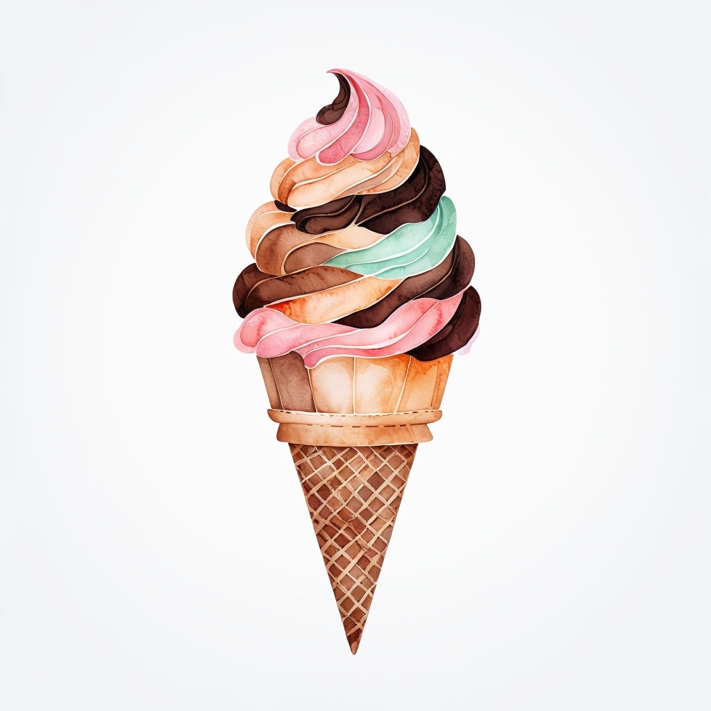 Patchwork Ice Cream Cone Digital Art Nursery Sticker