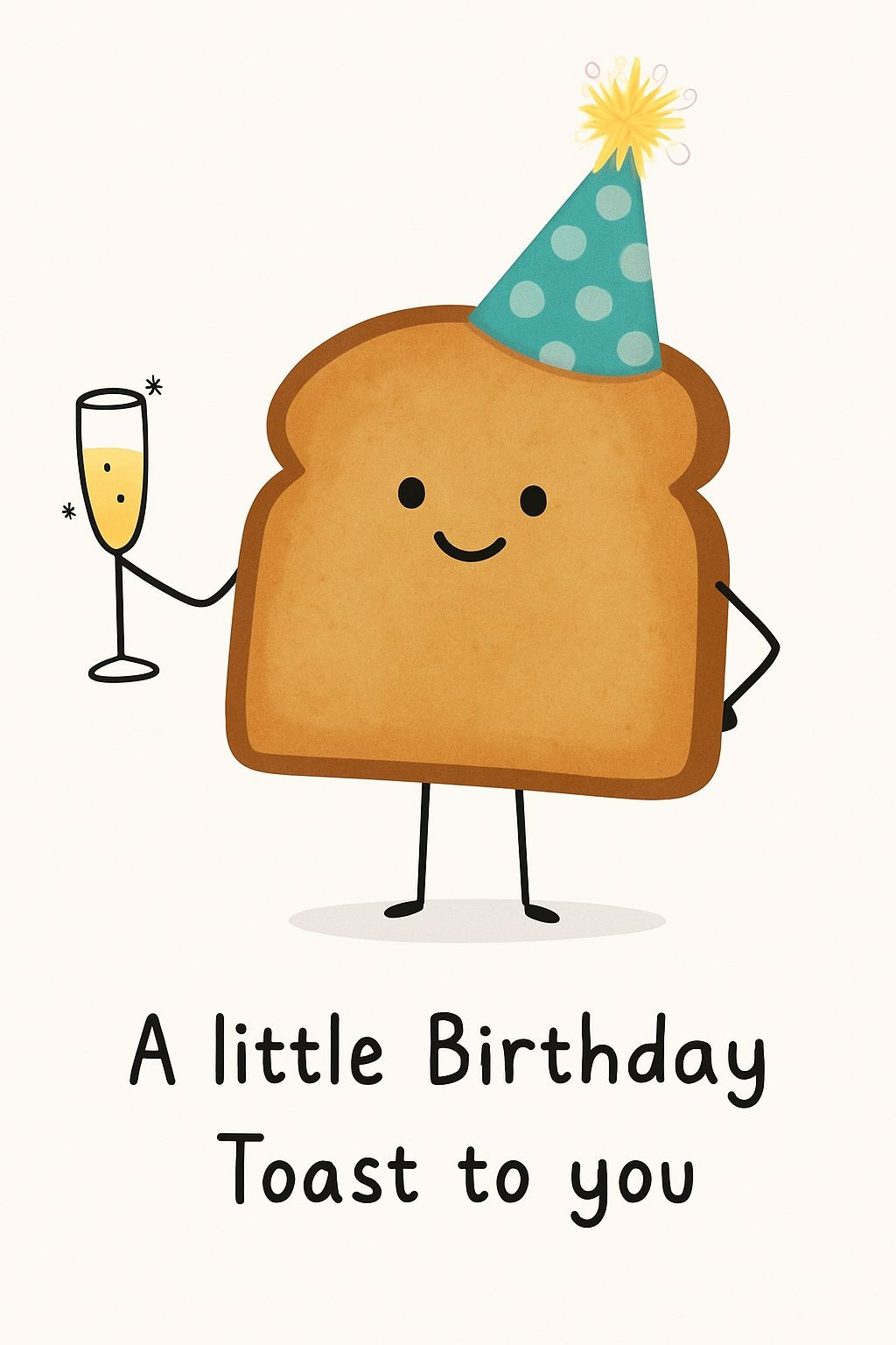 Whimsical Birthday Toast Cartoon Illustration for Celebration Card