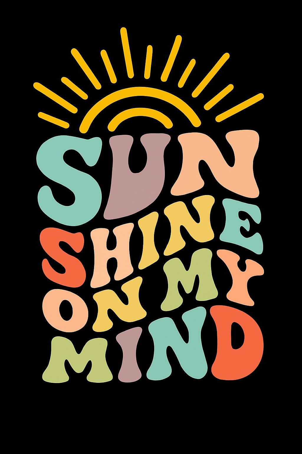 Vibrant Retro Sun Shine On My Mind T-Shirt