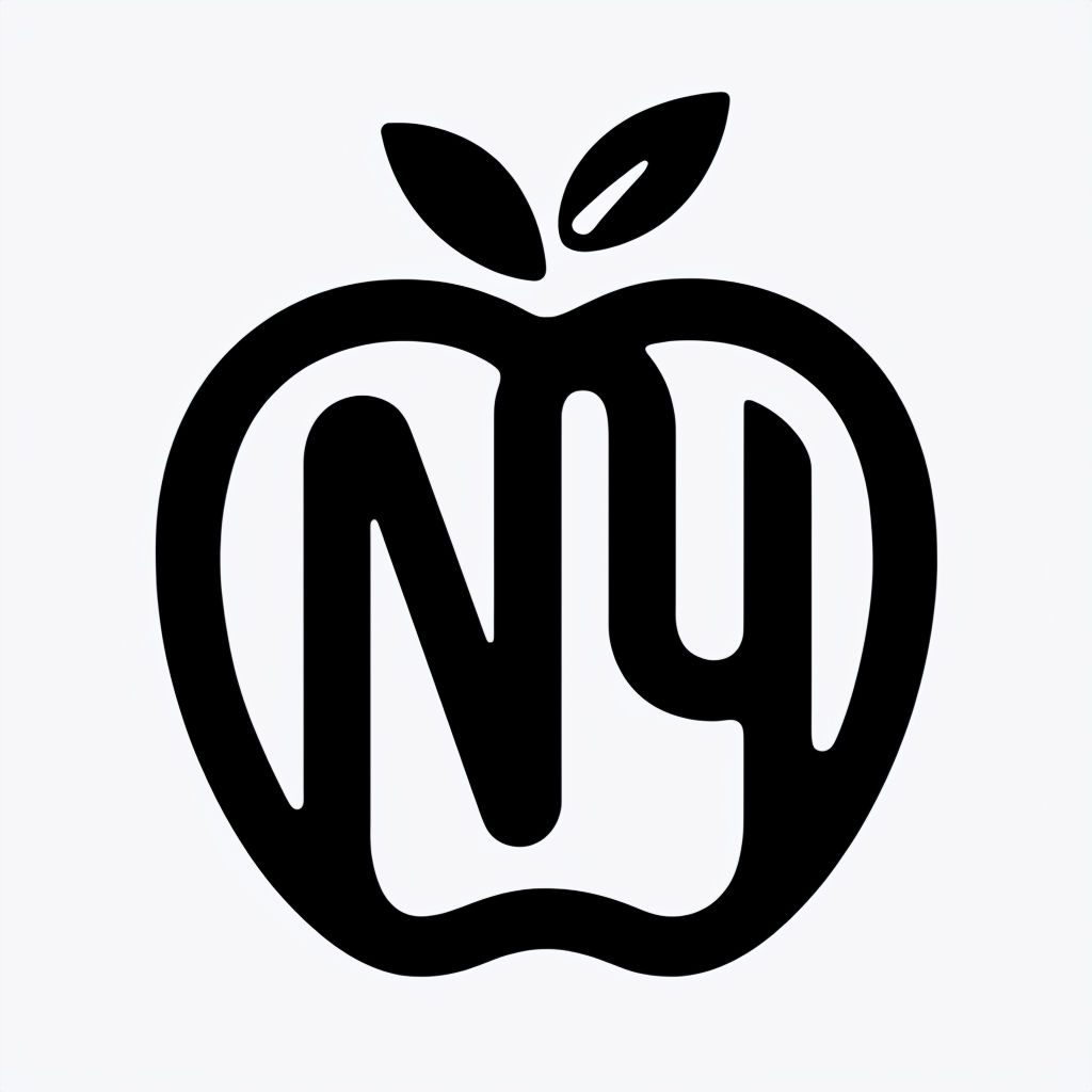 Minimalist NY Apple Logo Design for Modern Identity Monogram