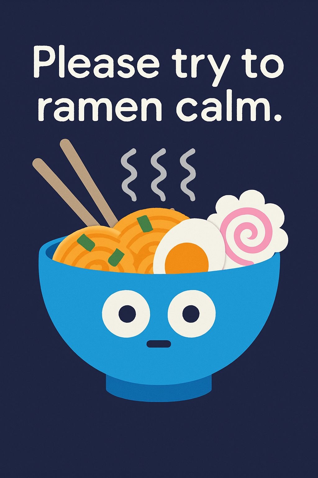 Playful Ramen Bowl Illustration with Whimsical Expressions Poster