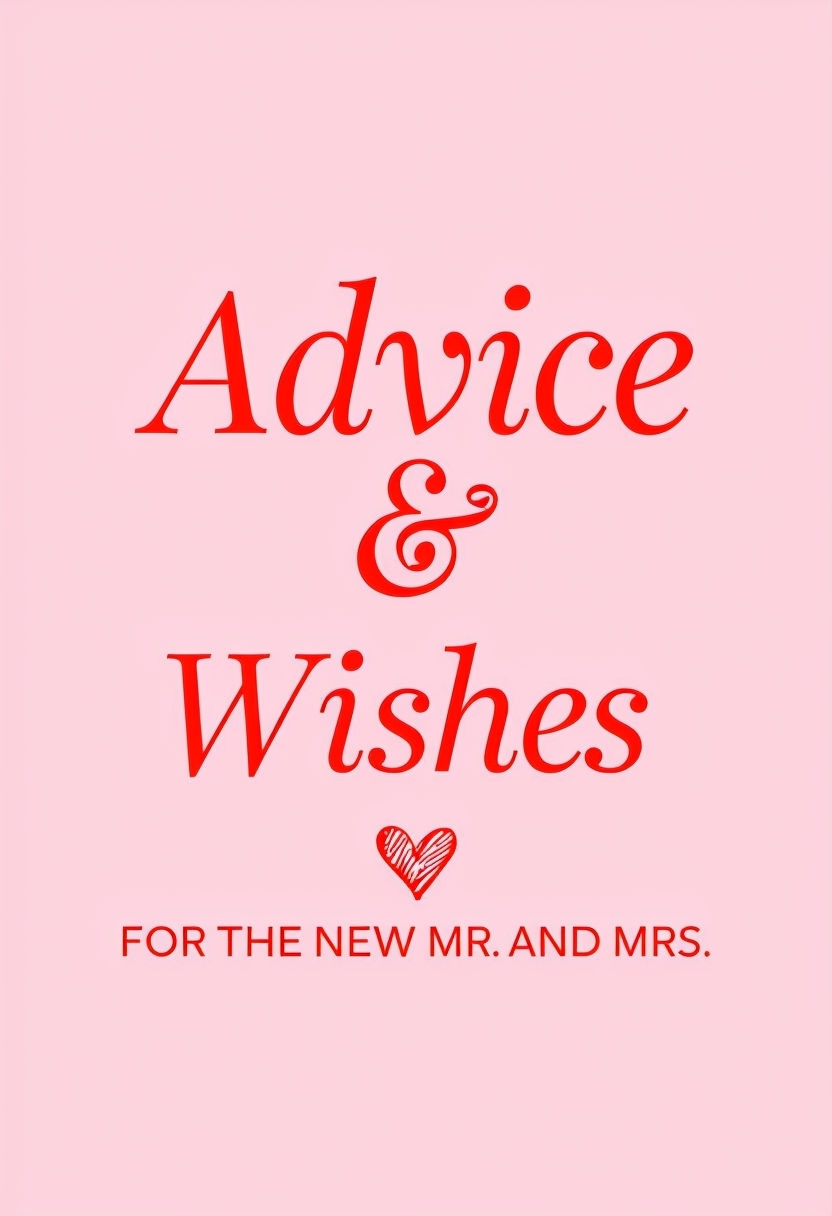 Elegant Minimalist Wedding Advice & Wishes Sign for Celebration Event Signs