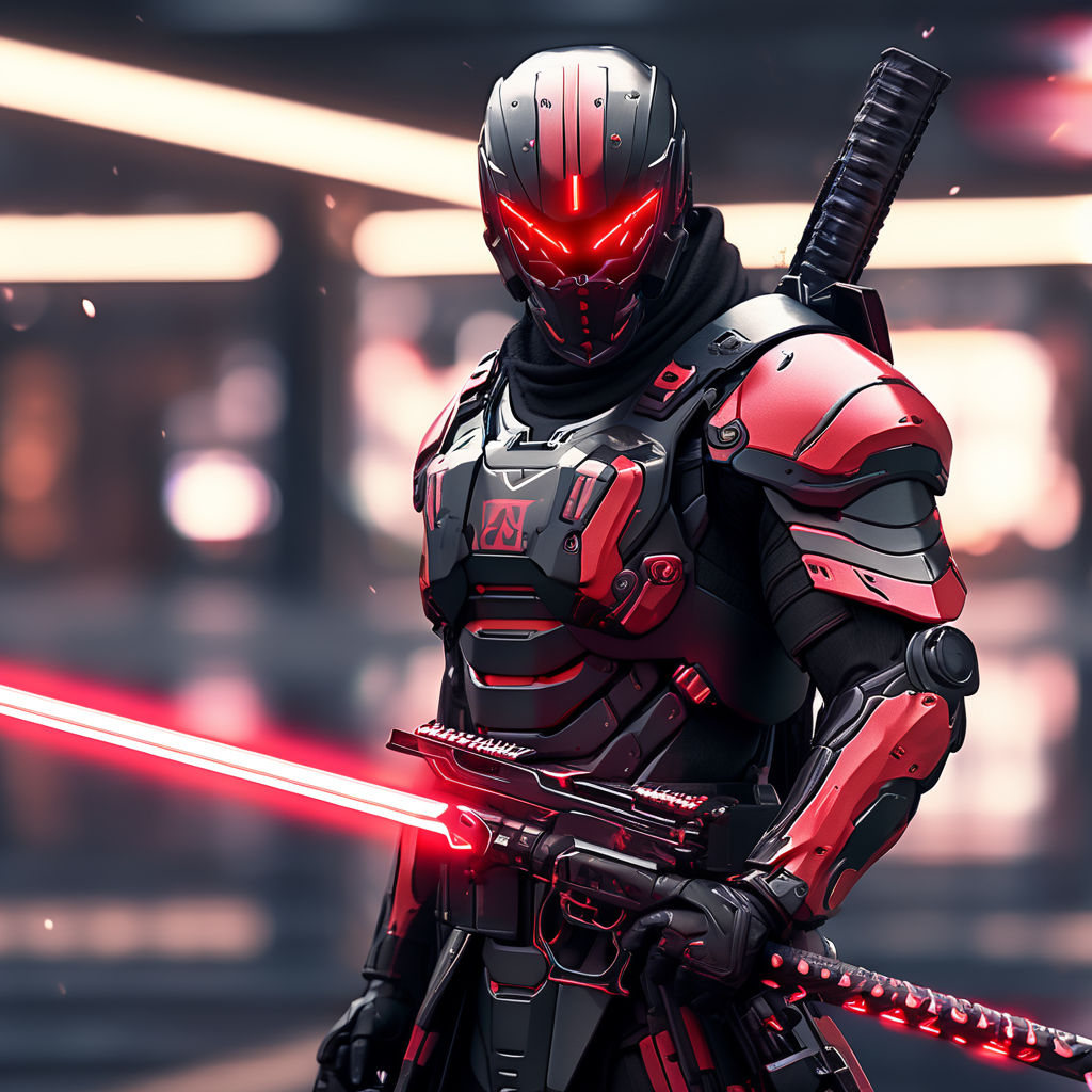 Simple red and black futuristic soldier by Xverso Comics - Playground