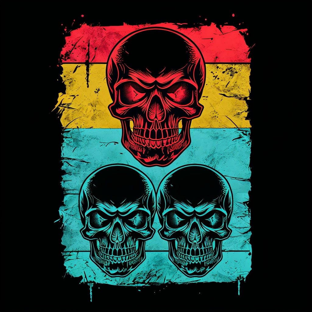 Stylized Skull Stack with Grunge Background T-Shirt