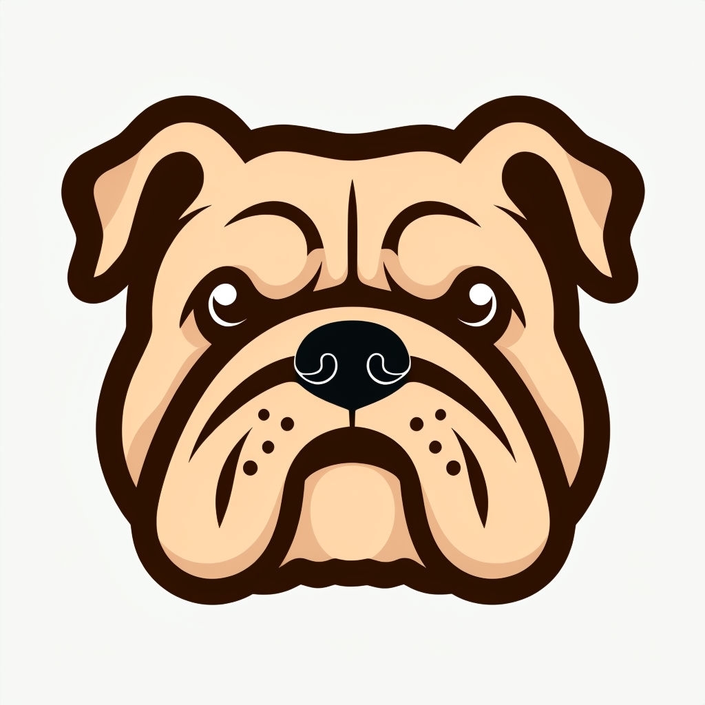 Cartoon Bulldog Face Icon Design Sticker