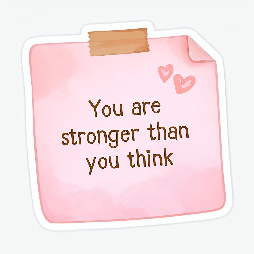 Motivational Note Sticker: You Are Stronger Than You Think Design