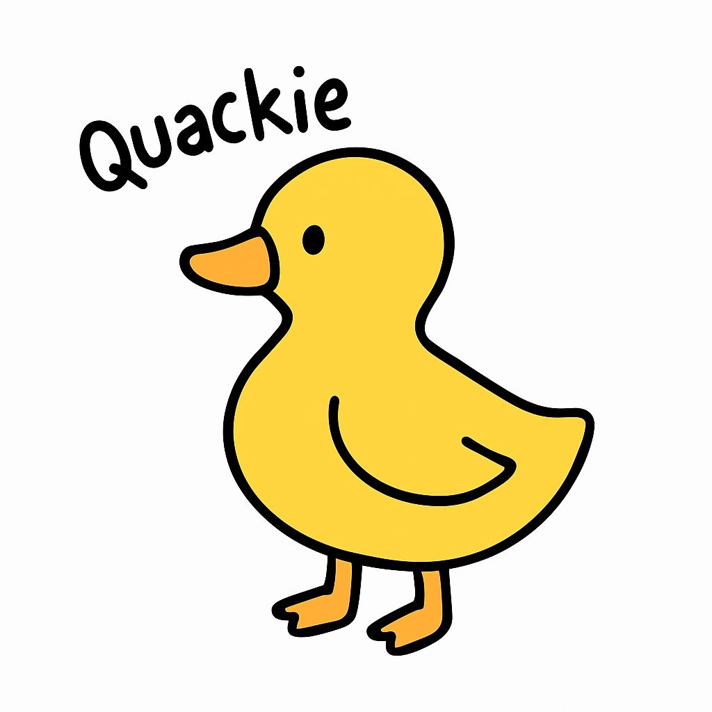 Cheerful Cartoon Yellow Rubber Duckling Quackie Sticker