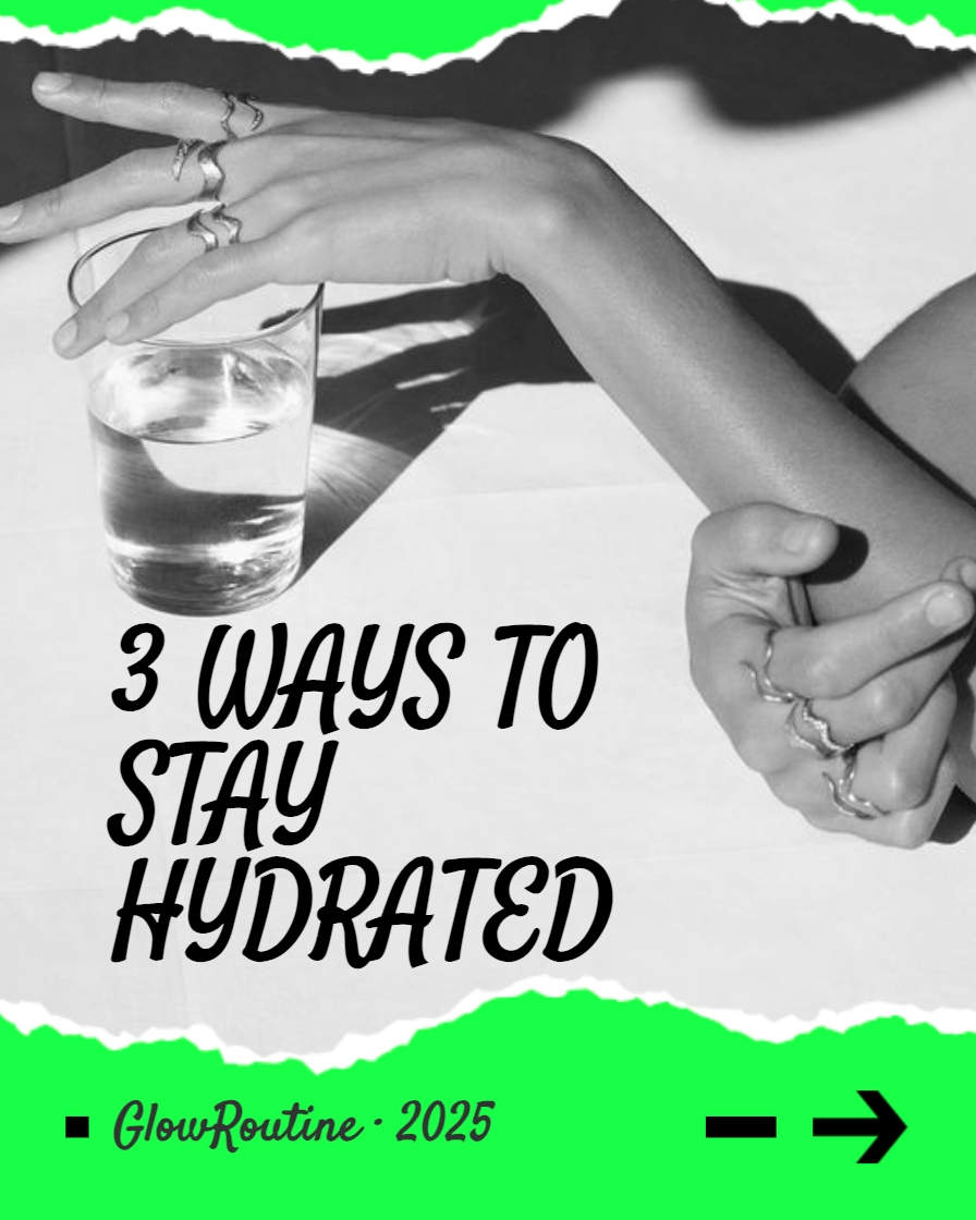 High Contrast Black and White Hands with Hydration Tips Instagram Post