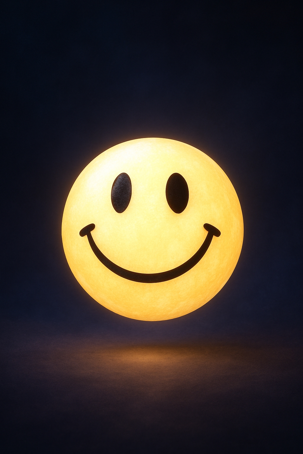 Glowing Amber Yellow Smiley Face Minimalist Mobile Wallpaper