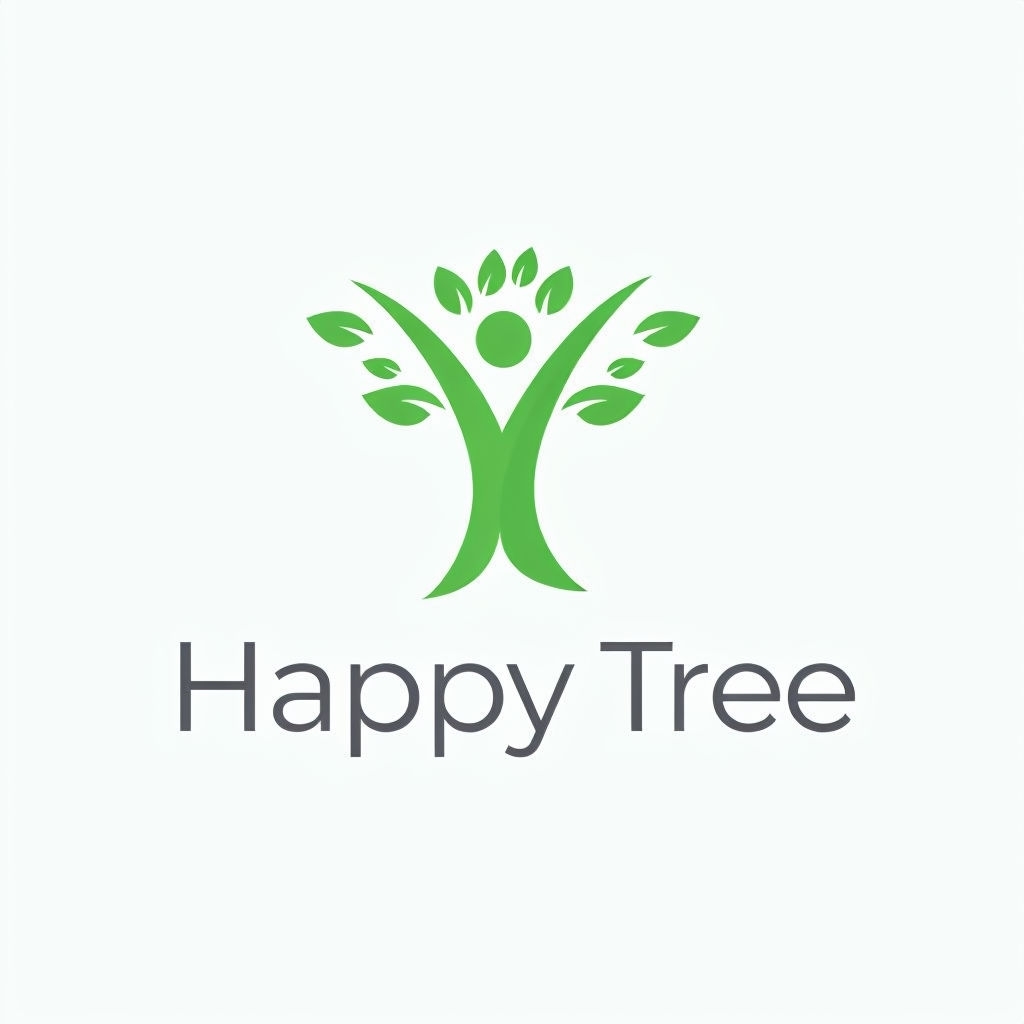 Joyful Minimalist Happy Tree Logo Design for Brand Identity Logo