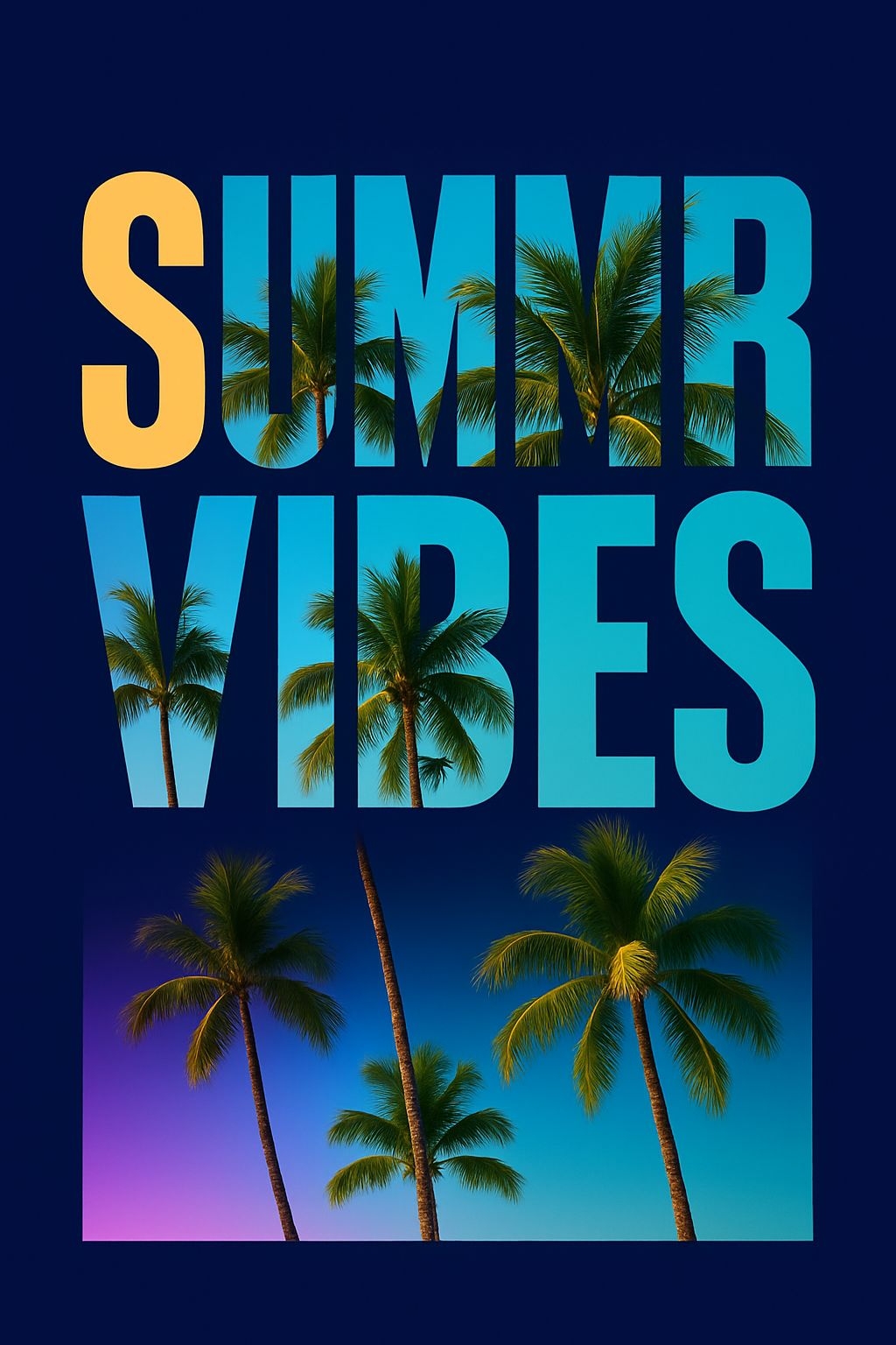 Summer Vibes Tropical Palm Trees Graphic Art Poster