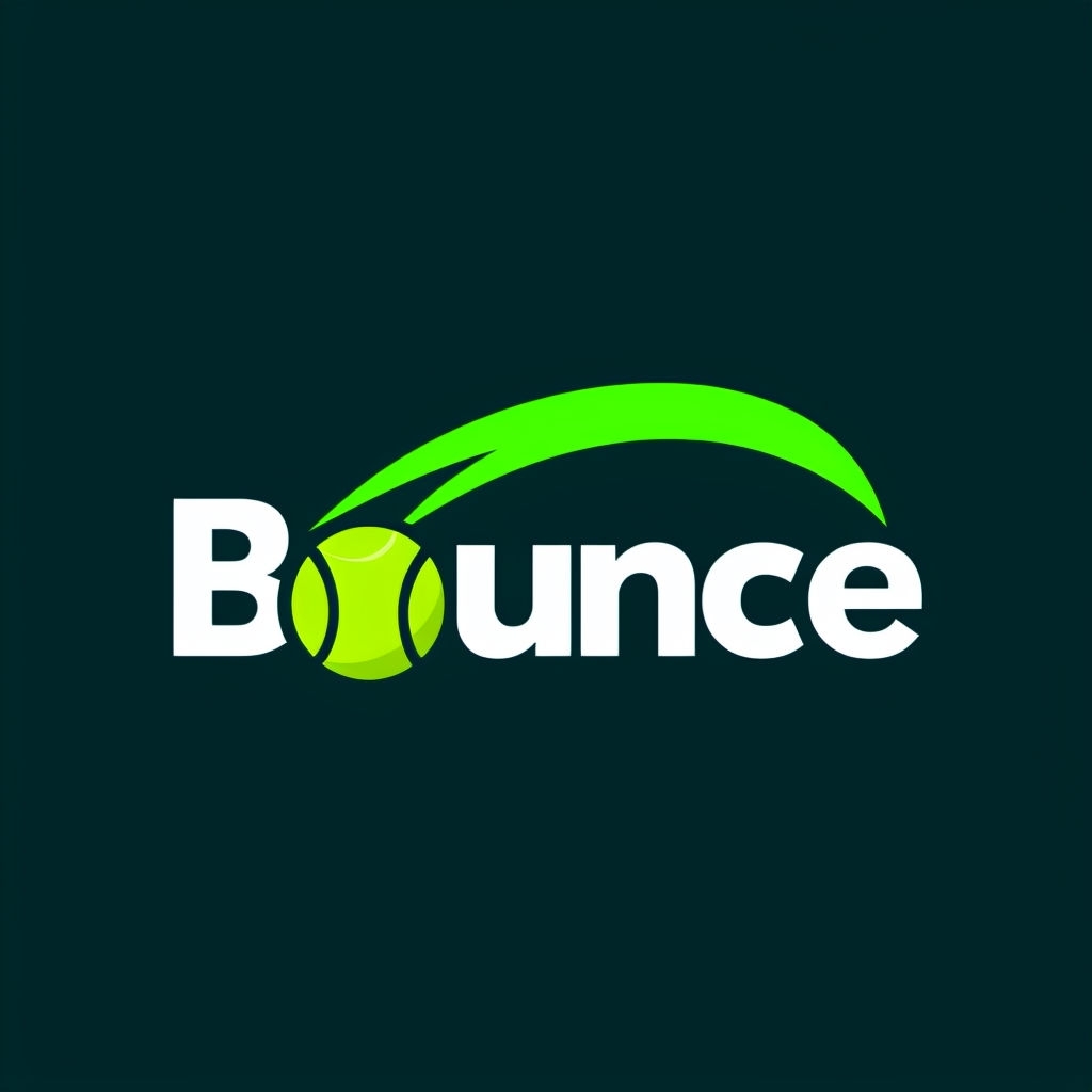 Modern Minimalist Bounce Logo with Tennis Ball Design
