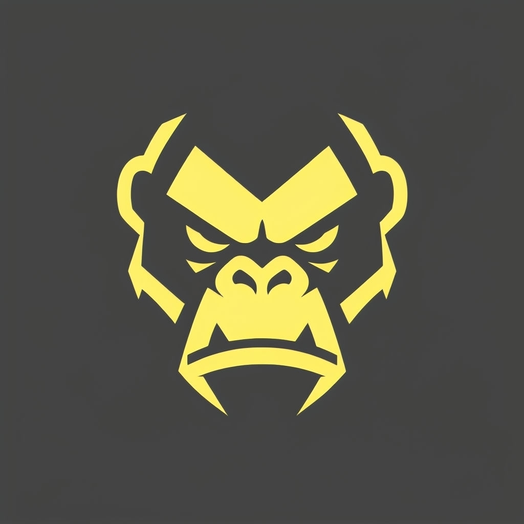 Aggressive Yellow Ape Face Minimalist Logo Design