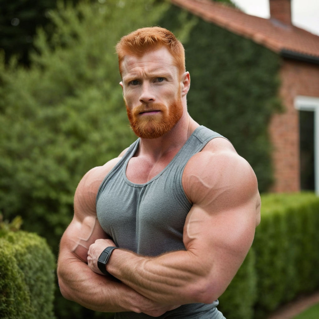 handsome muscle redhead man