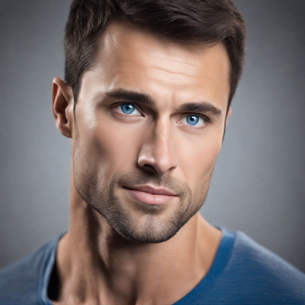 handsome man brunette with blue eyes