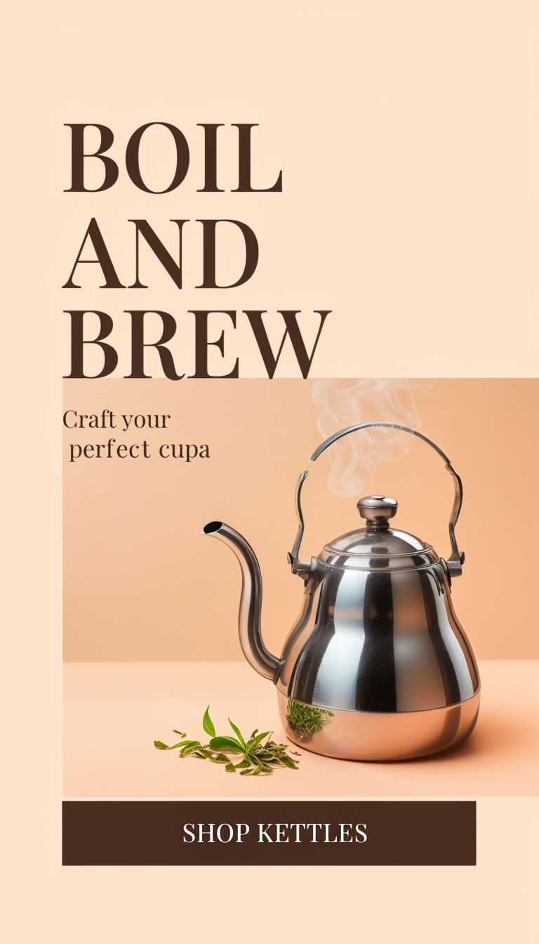 Vibrant Tea Kettle Advertisement with Bold Headline Design Ads