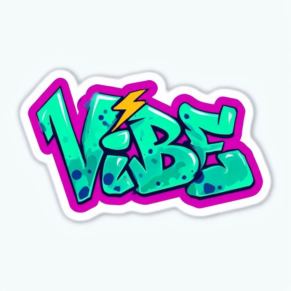 Vibrant Graffiti Style VIBE Sticker with Dynamic Colors - Playground