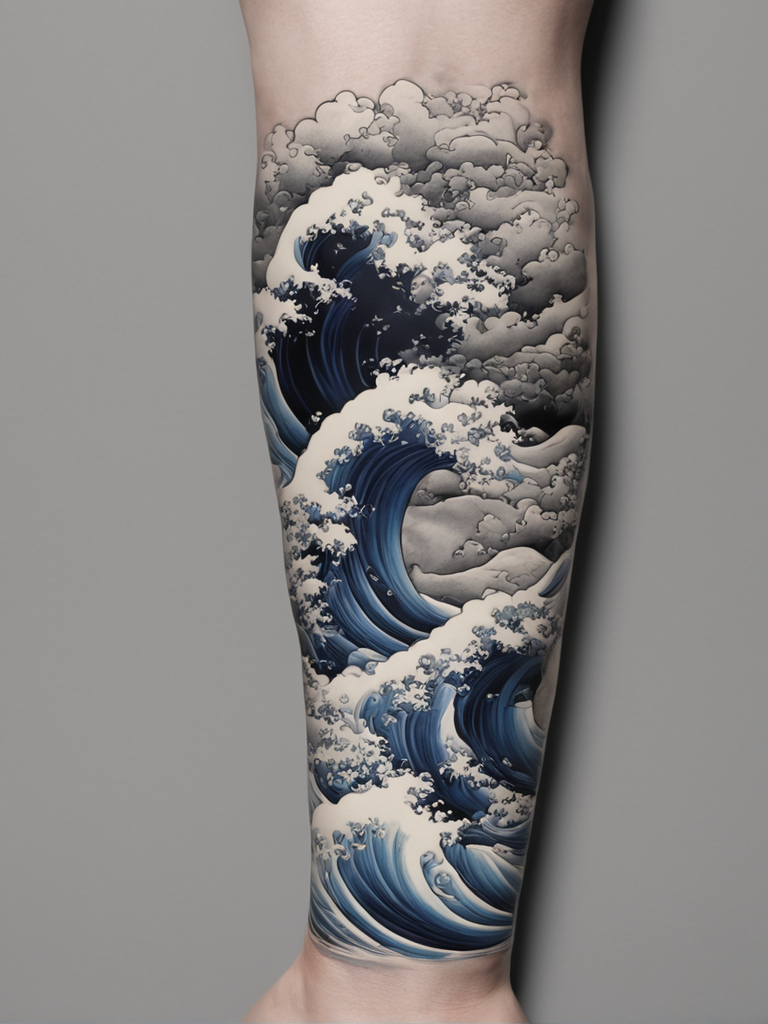 Traditional Japanese vase enveloped by an irezumi-style wave... by ...