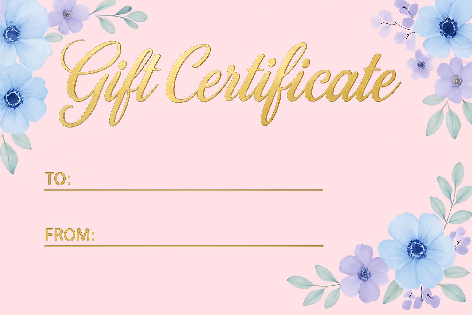 Elegant Floral Gift Certificate with Gold Script Design Card