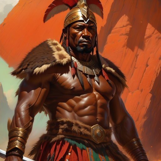 Epic fantasy painting of a african american chieftain by Kez - Playground