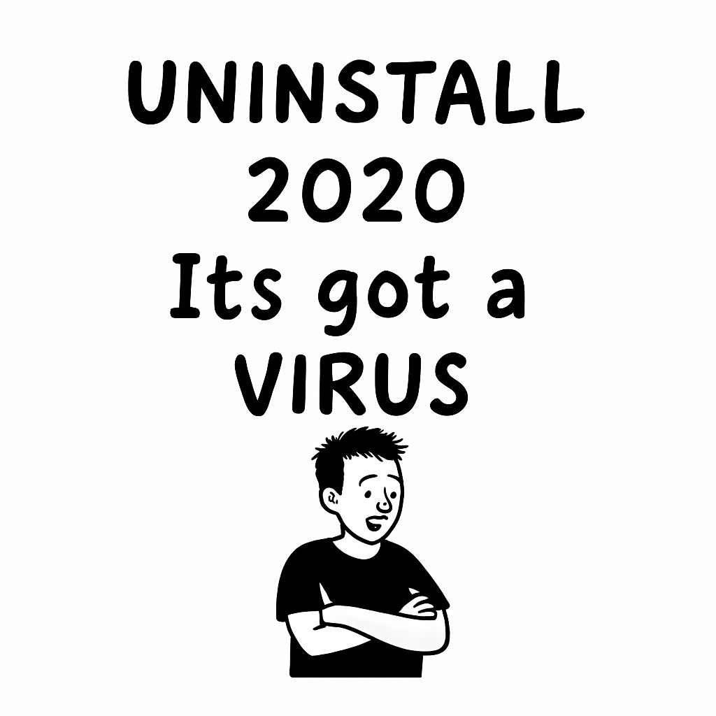 Uninstall 2020 Virus Warning Cartoon Character Sticker