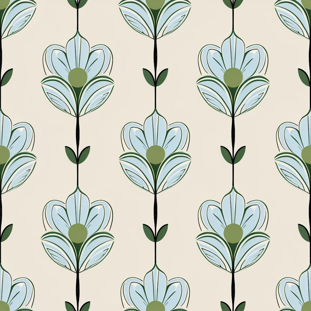 Stylized Floral Motif Pattern on Beige Background Seamless Pattern