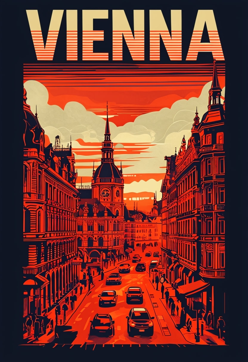 Vibrant Vienna Cityscape Vintage Poster Design T-Shirt