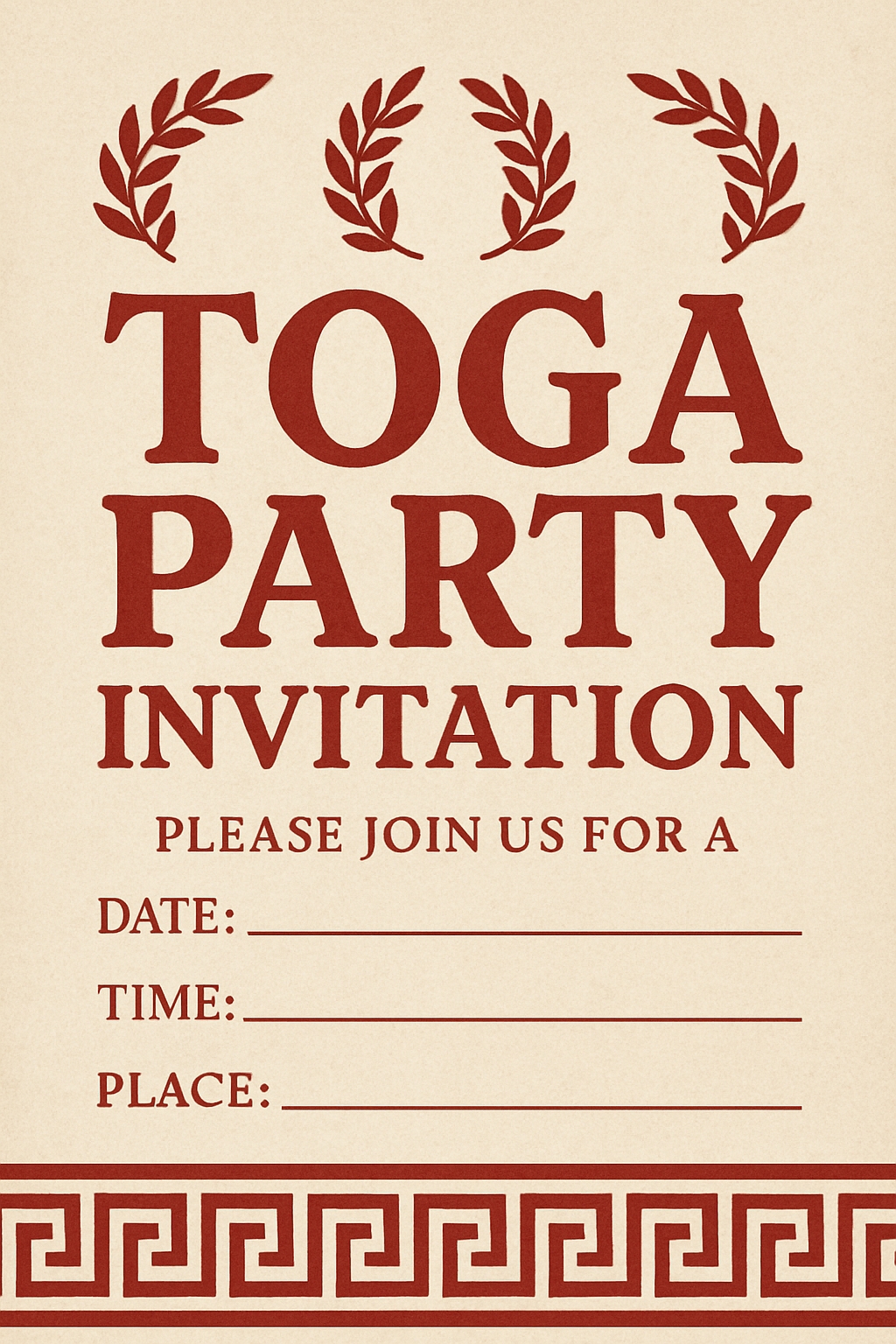 Elegant Minimalist Toga Party Invitation Design Card