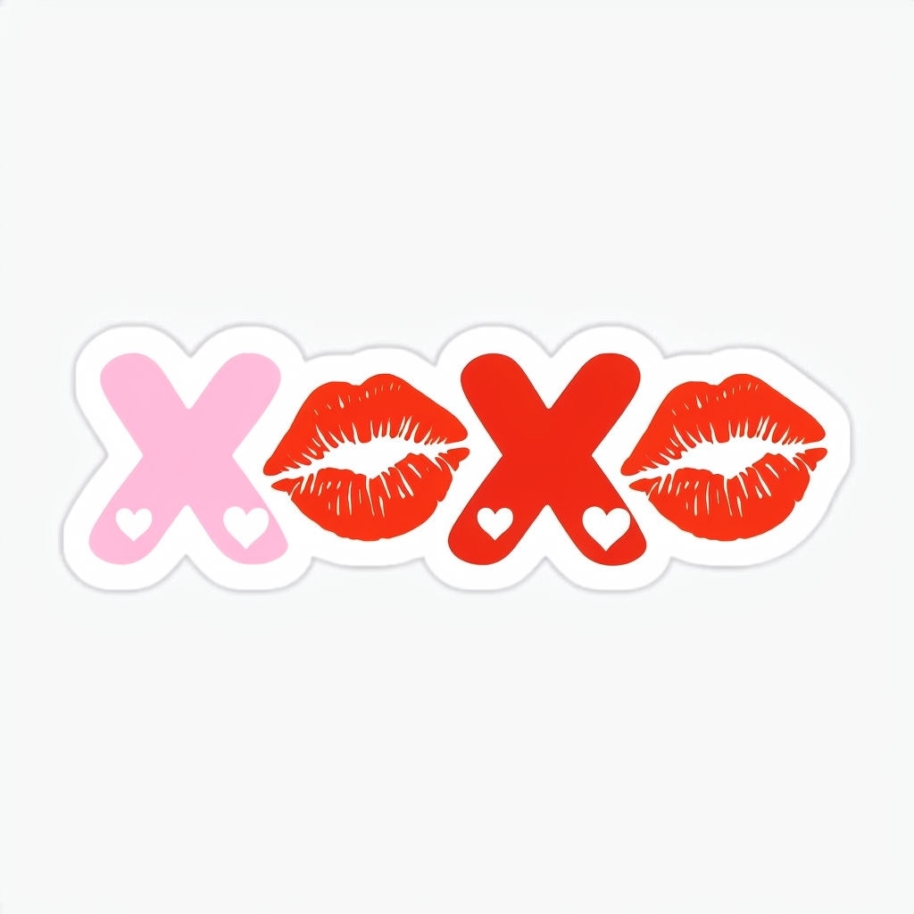 Playful Valentine's Day XOXO Kiss Imprint Sticker