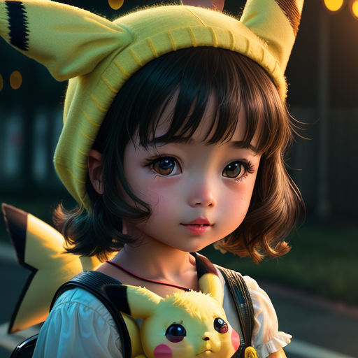 Cute little girl holding cute Pikachu by krys - Playground