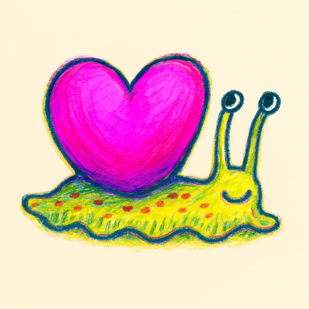 Colorful Cartoon Snail with Heart Shell Whimsical Art