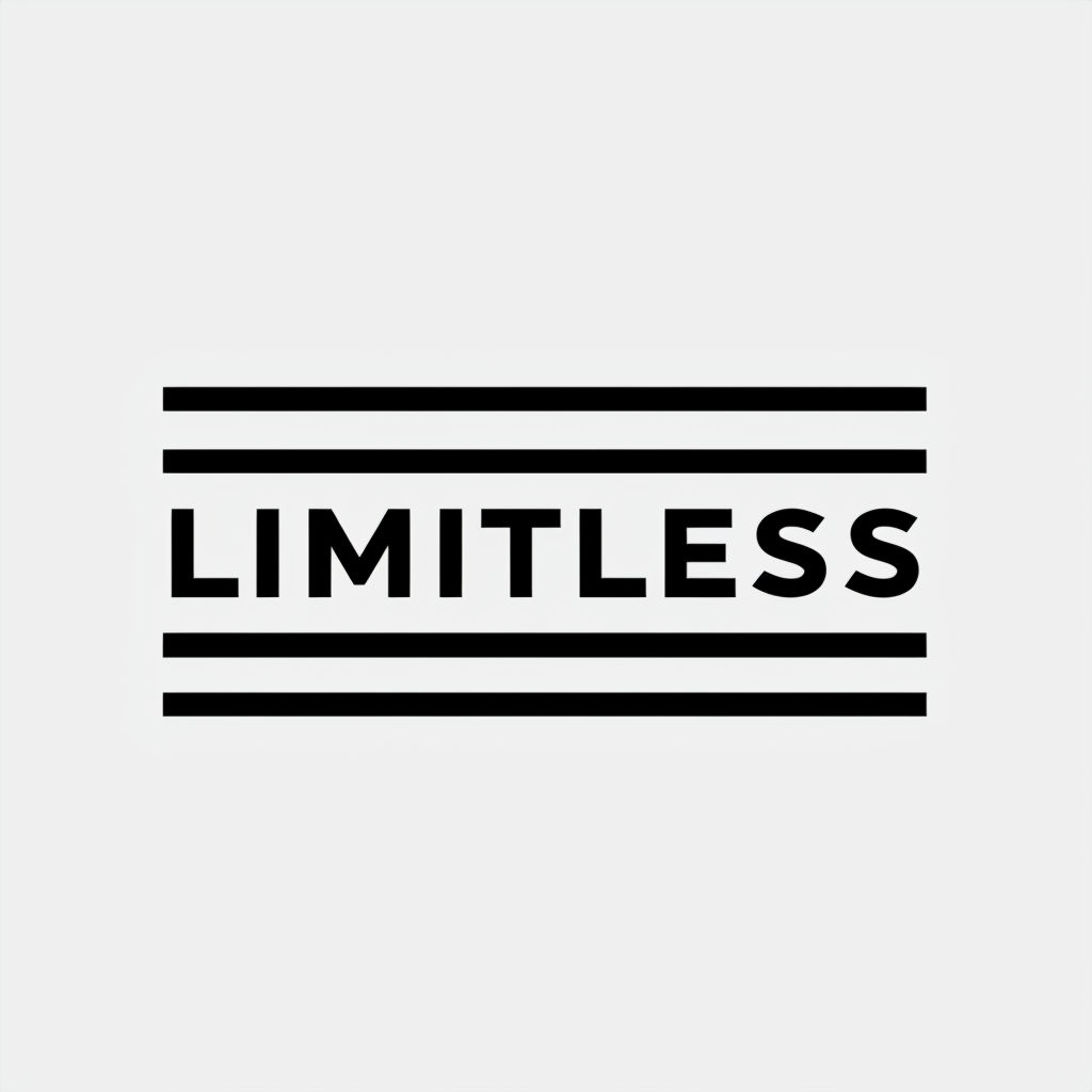 Minimalist LIMITLESS Logo Design with Bold Black Text